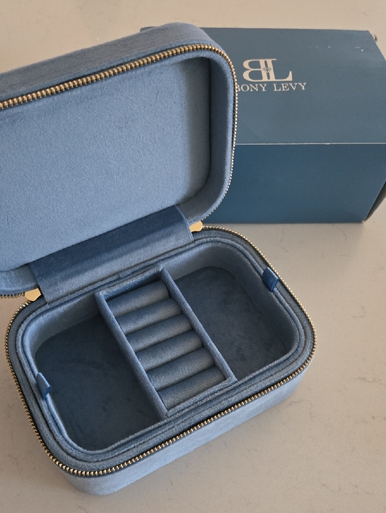 Bony Levy Jewelry - New In Box Bony Levy Blue Travel Jewelry Box Case Zipper Jewelry Storage Box